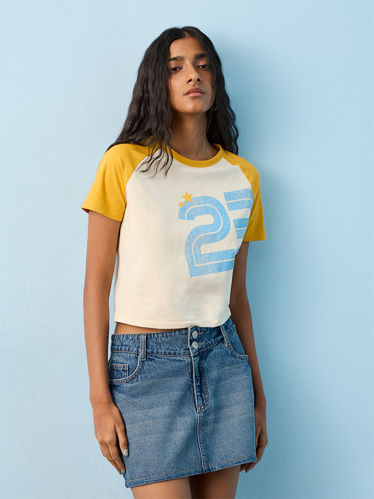 Nuon Beige Printed Cotton-Blend T-Shirt