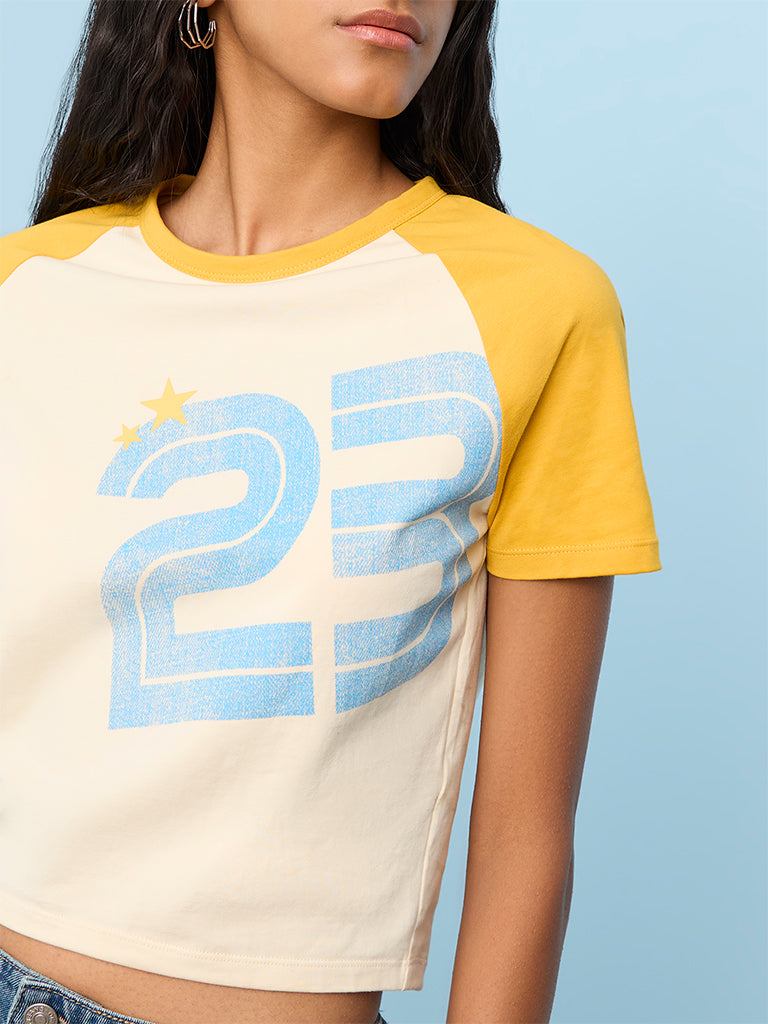 Nuon Beige Printed Cotton-Blend T-Shirt