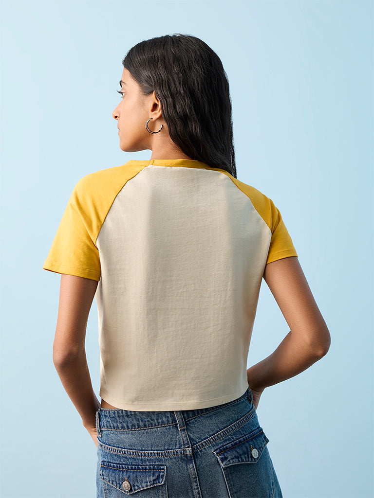 Nuon Beige Printed Cotton-Blend T-Shirt
