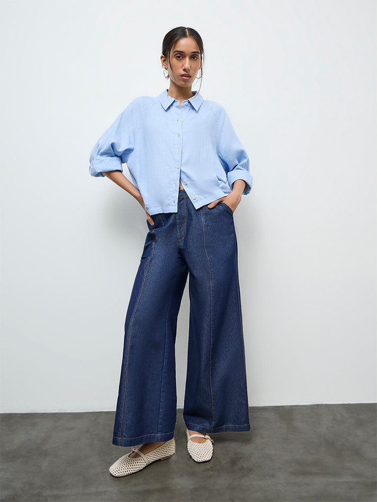 LOV Light Blue Solid Shirt
