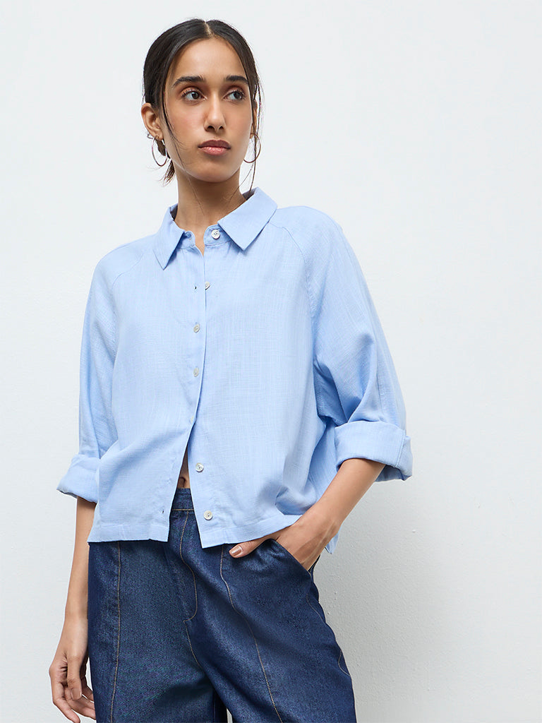 LOV Light Blue Solid Shirt