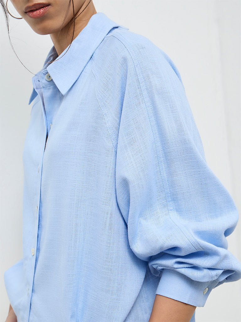 LOV Light Blue Solid Shirt