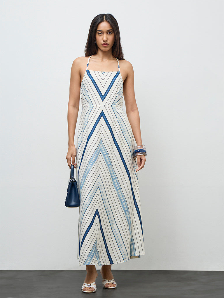 LOV Off-White Geometric Pattern A-Line Dress