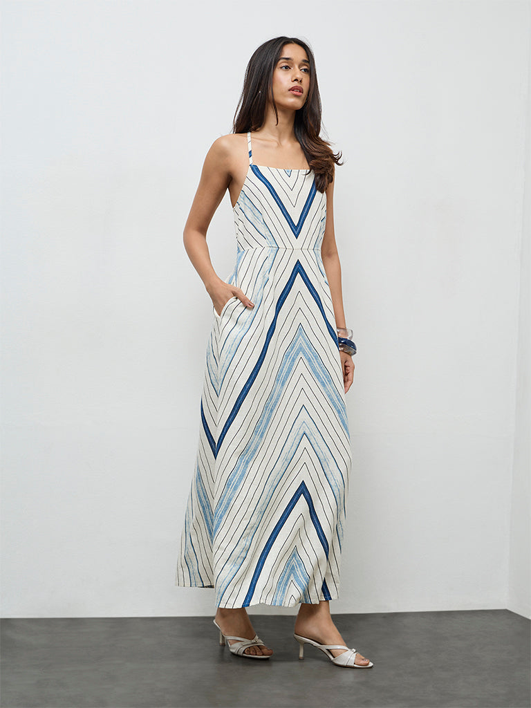 LOV Off-White Geometric Pattern A-Line Dress