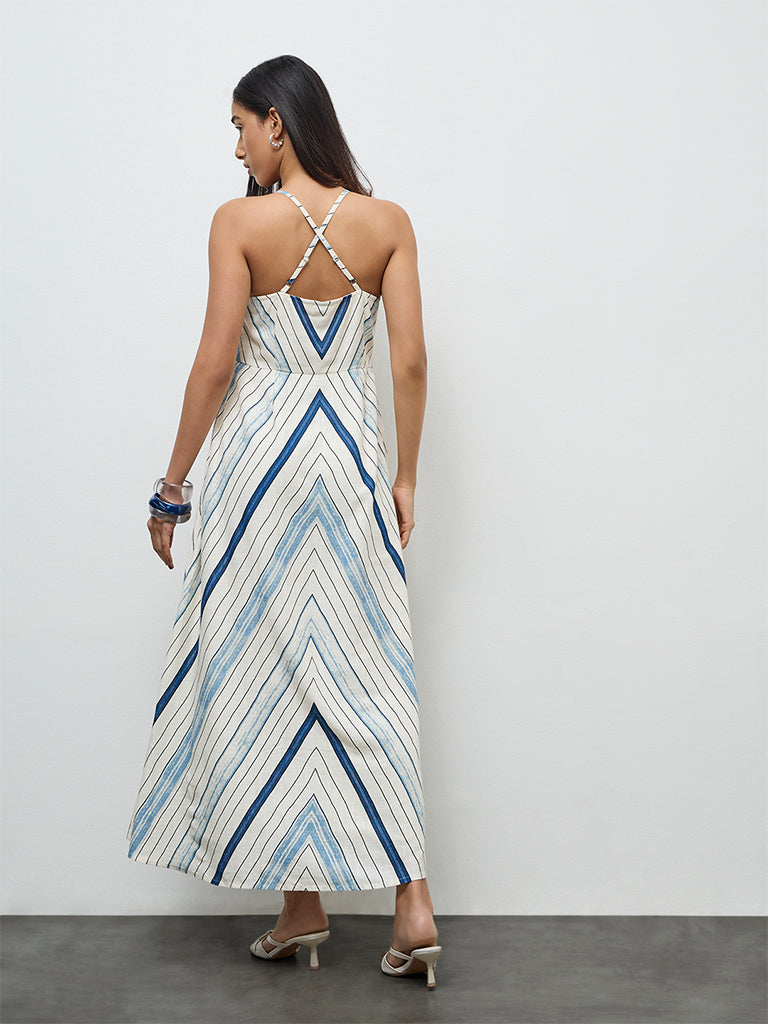 LOV Off-White Geometric Pattern A-Line Dress
