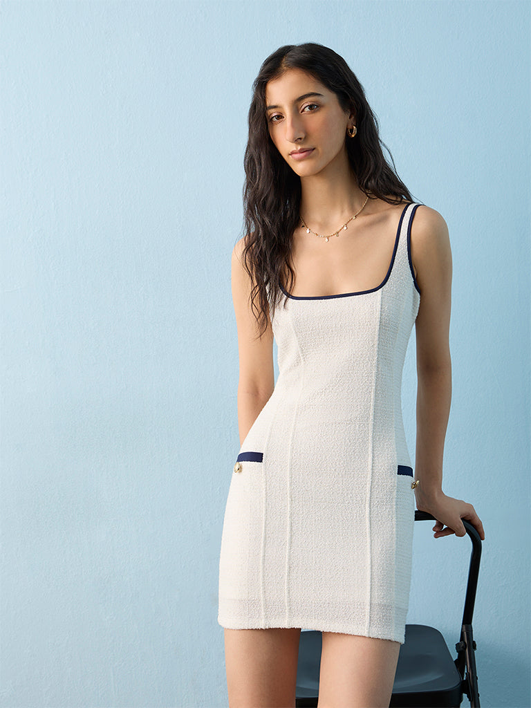 Nuon White Textured Bodycon Dress