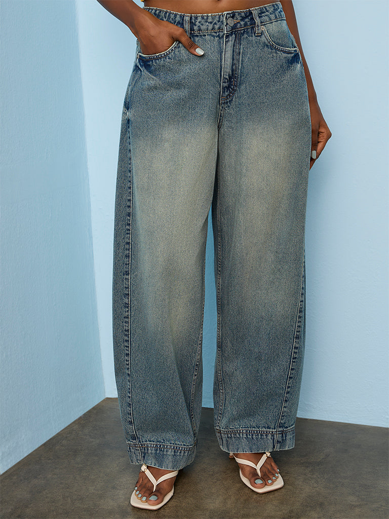 Nuon Blue Mid-Wash High-Rise Jeans