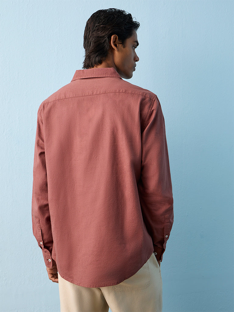 ETA Dusty Pink Relaxed-Fit Cotton-Blend Shirt