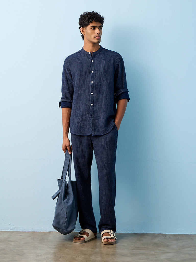 ETA Indigo Striped Relaxed-Fit Cotton Shirt