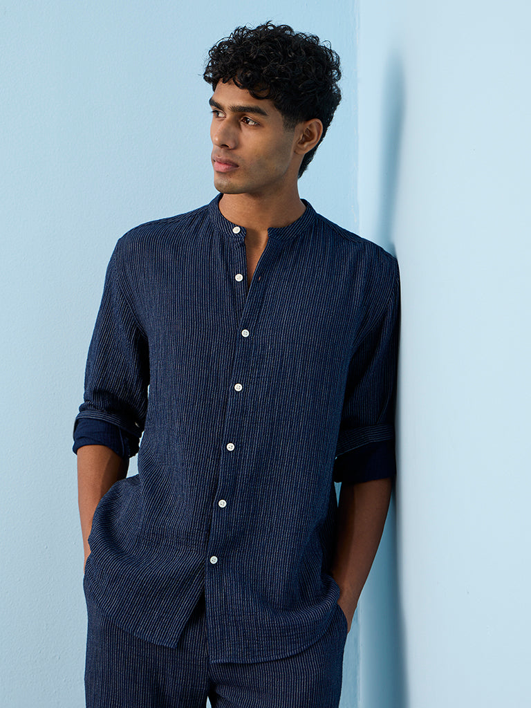 ETA Indigo Striped Relaxed-Fit Cotton Shirt