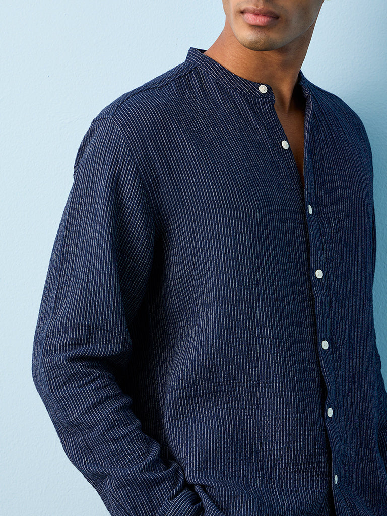 ETA Indigo Striped Relaxed-Fit Cotton Shirt