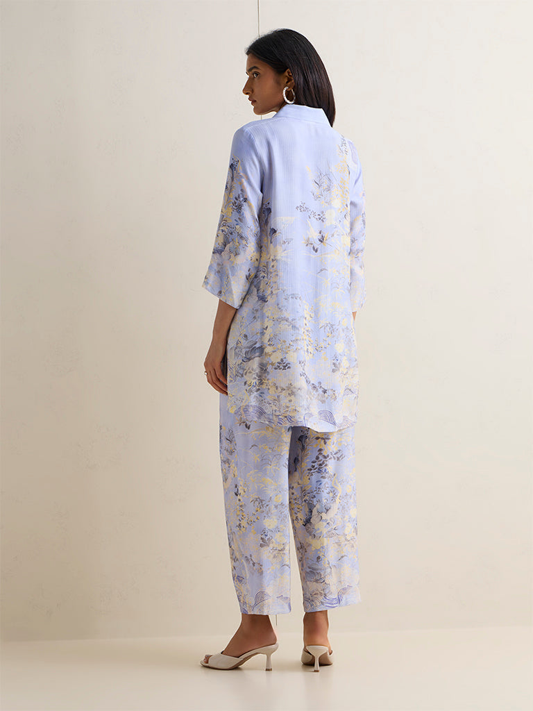 Vark Lilac Floral Printed Ethnic Set