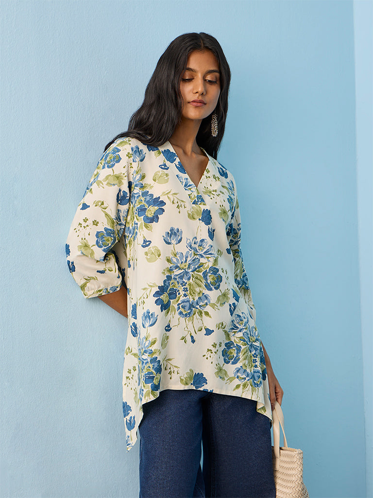 Utsa Multicolour Botanical Design Tunic