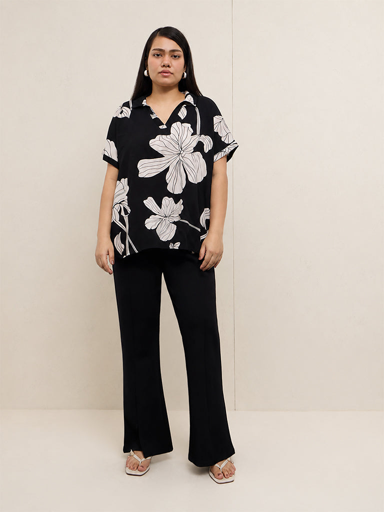 Gia Black High-Rise Flared Trousers
