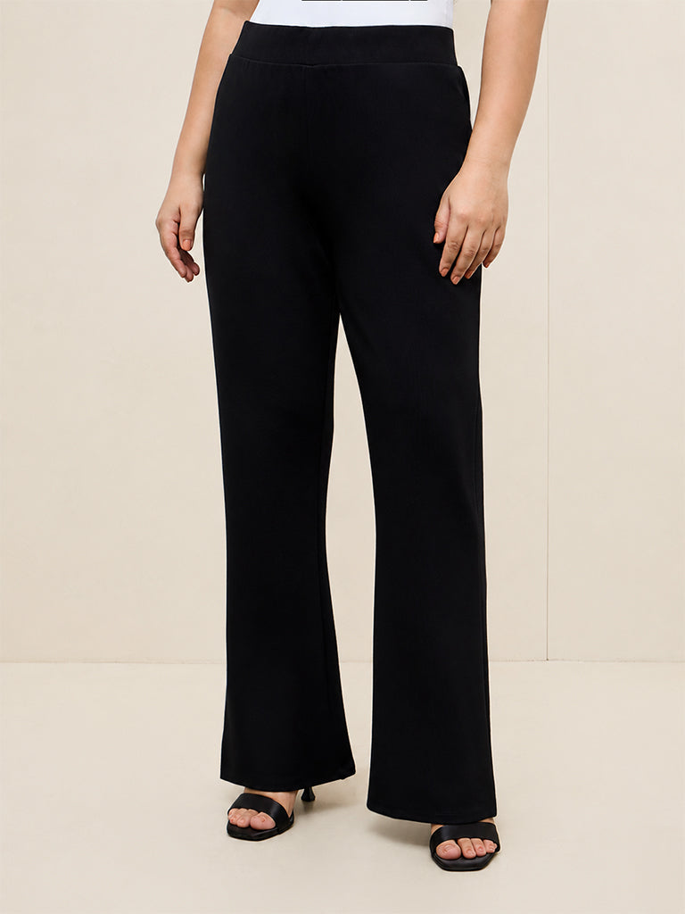Gia Black Solid High-Rise Trousers