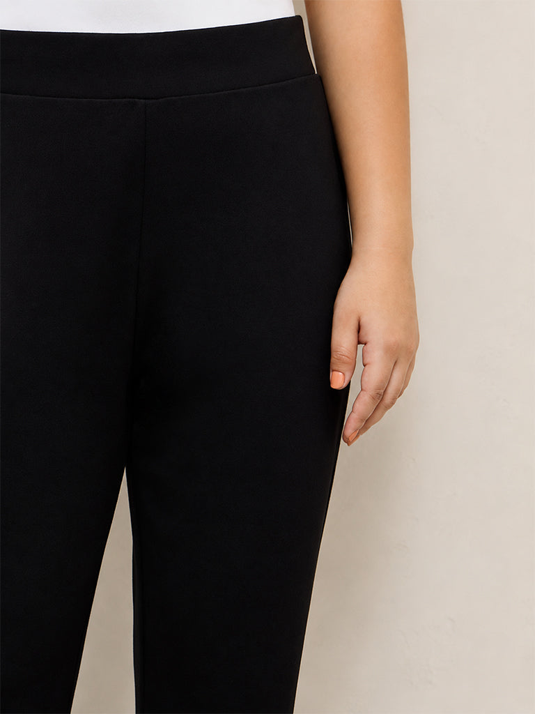 Gia Black Solid High-Rise Trousers