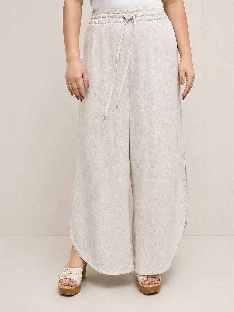 Gia Light Beige High-Rise Cotton Pants