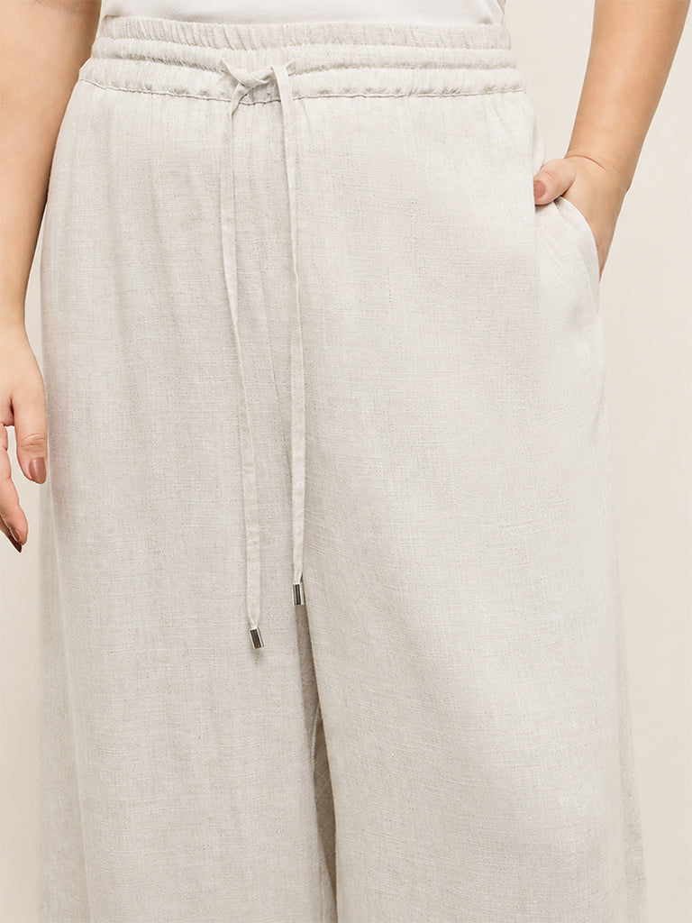 Gia Light Beige High-Rise Cotton Pants