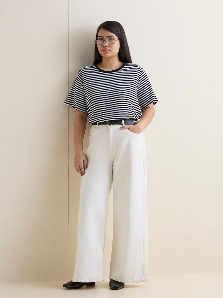 Gia Black Striped Cotton T-Shirt