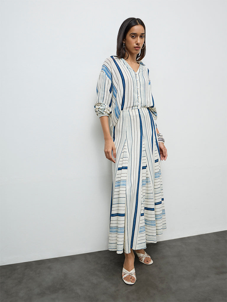 LOV Off-White Printed High-Rise Skirt