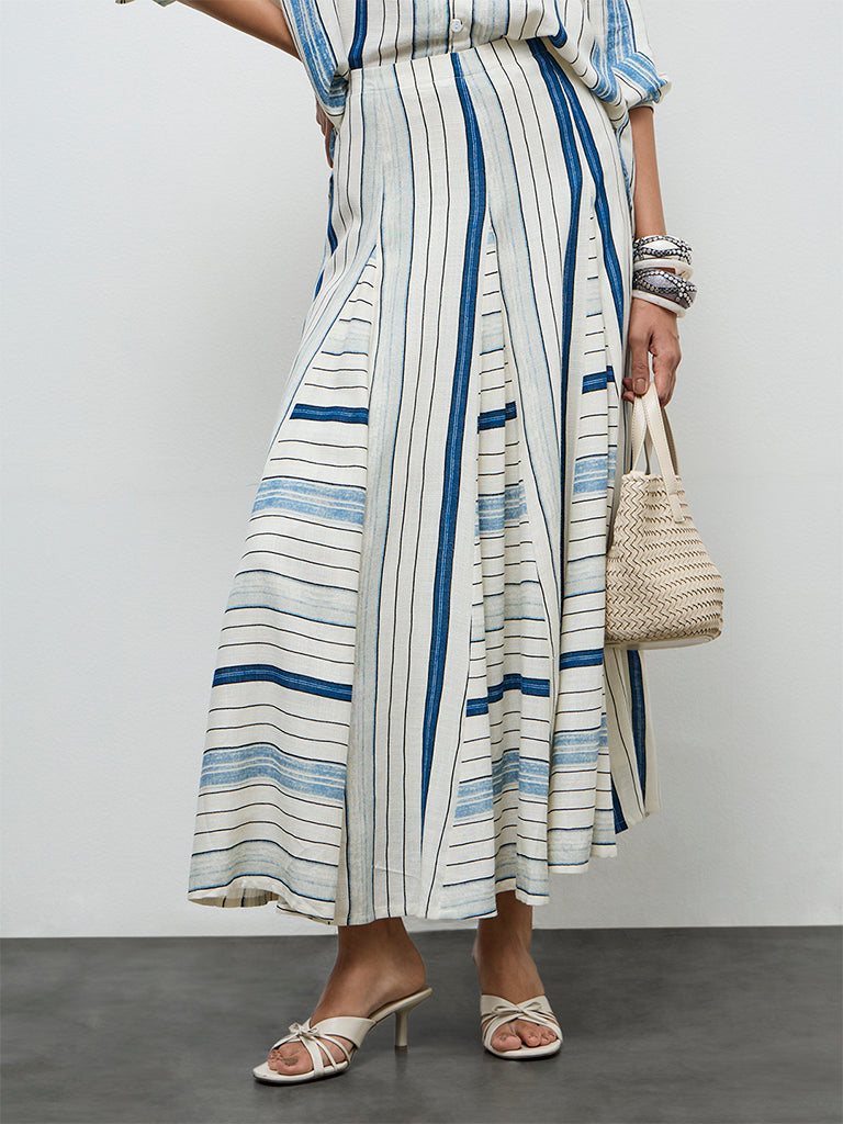 LOV Off-White Printed High-Rise Skirt