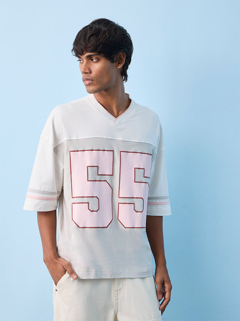 Nuon Off-White Numerical-Printed Oversized Cotton T-Shirt