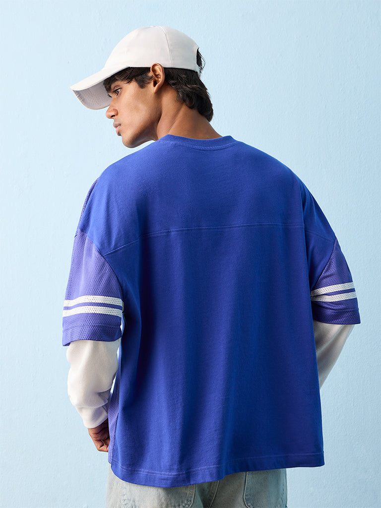 Nuon Blue Numerical Printed Oversized T-Shirt