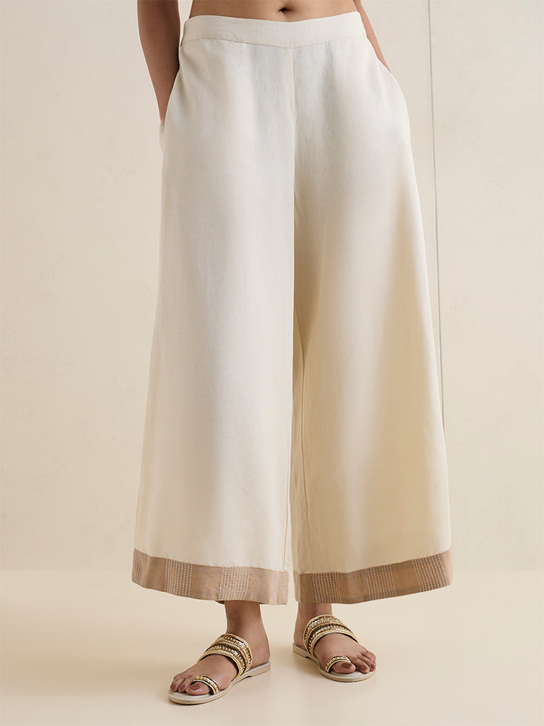 Zuba Ivory Striped Pants