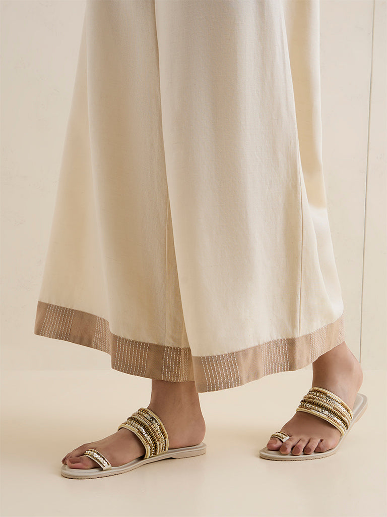 Zuba Ivory Striped Pants