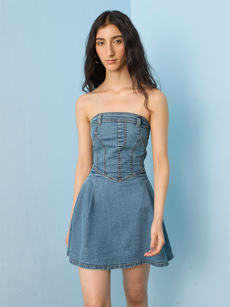Nuon Blue A-Line Denim Dress
