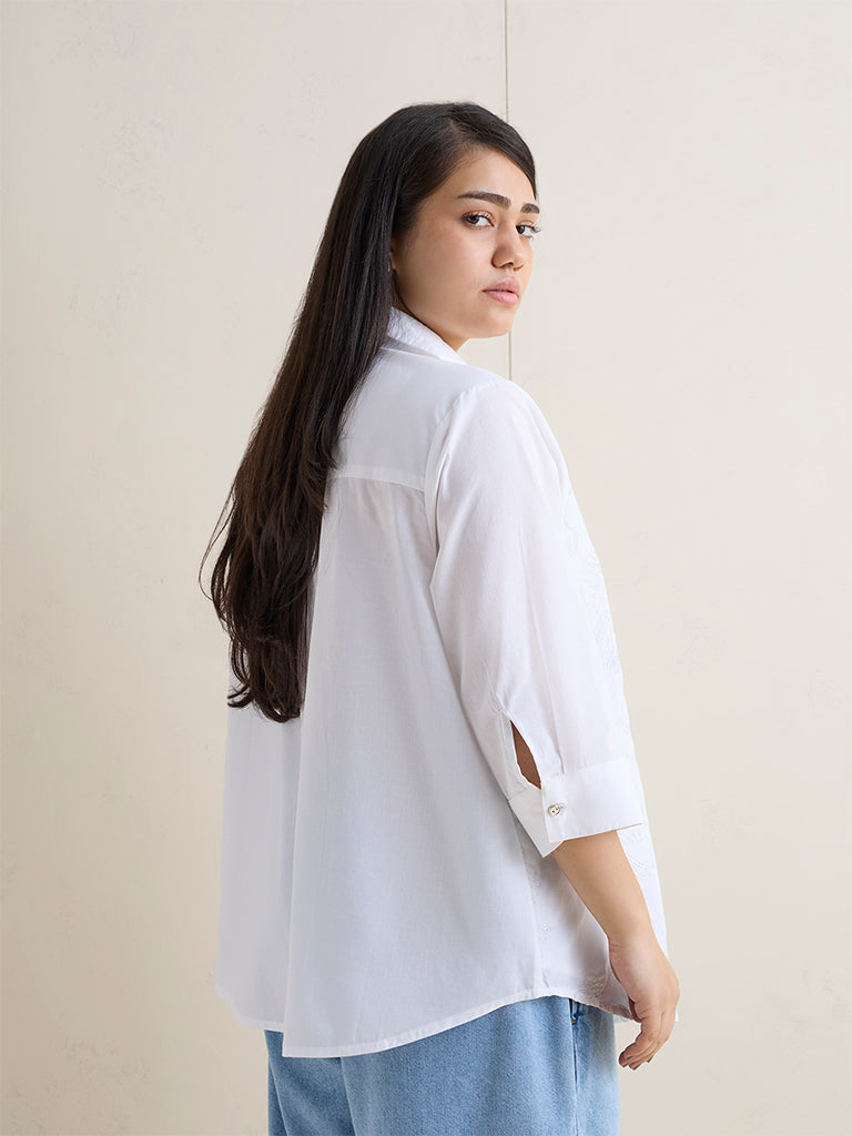 Gia White Embroidered Cotton Shirt