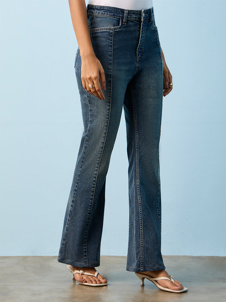 LOV Dark Blue Faded High-Rise Jeans