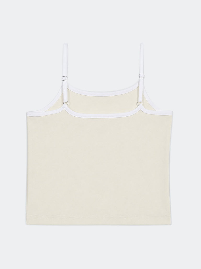 Girls Yellow Printed Cotton-Blend Camisole Top