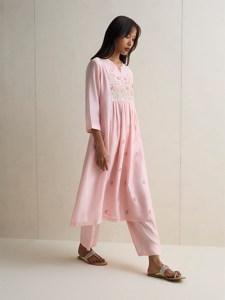 Zuba Light Pink Solid Pants