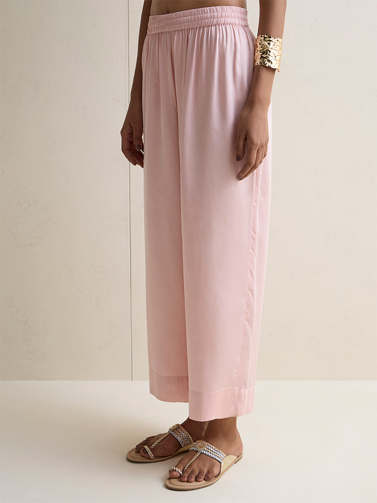 Zuba Light Pink Solid Pants