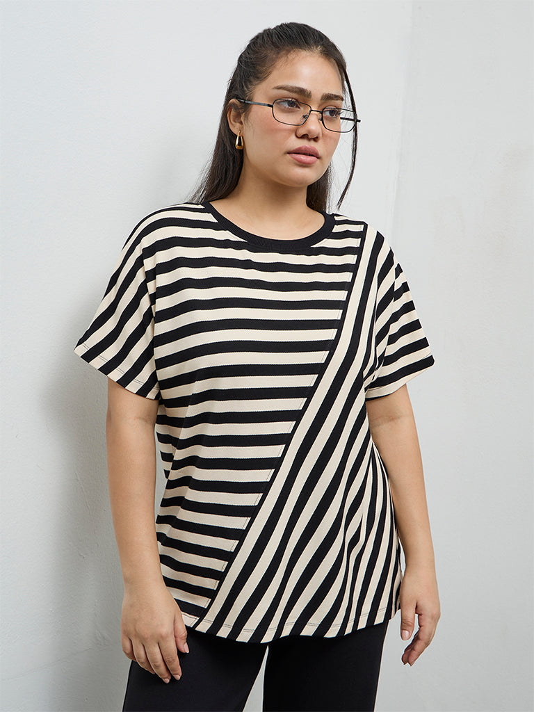 Gia Black Striped T-Shirt