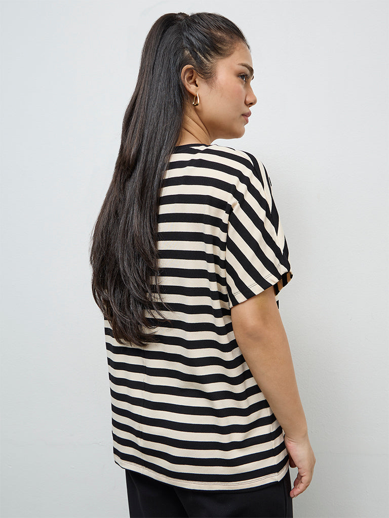 Gia Black Striped T-Shirt