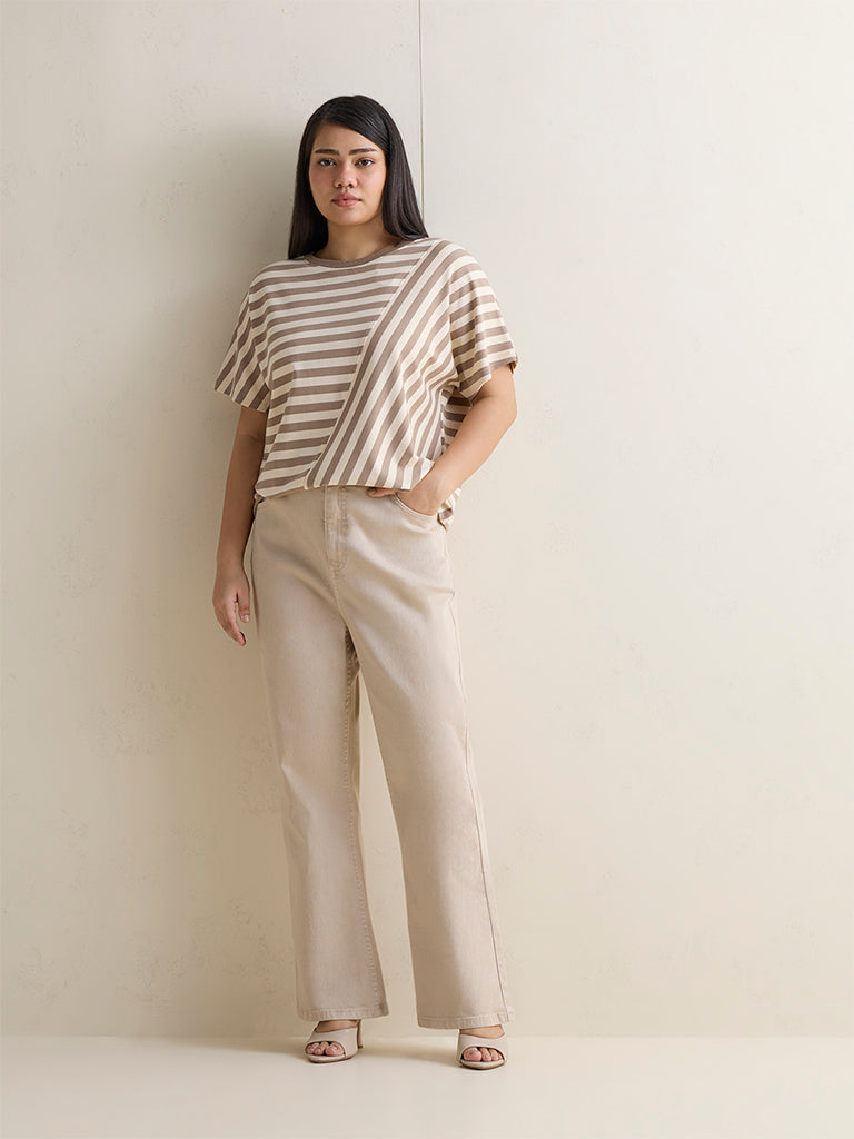 Gia Beige Striped T-Shirt