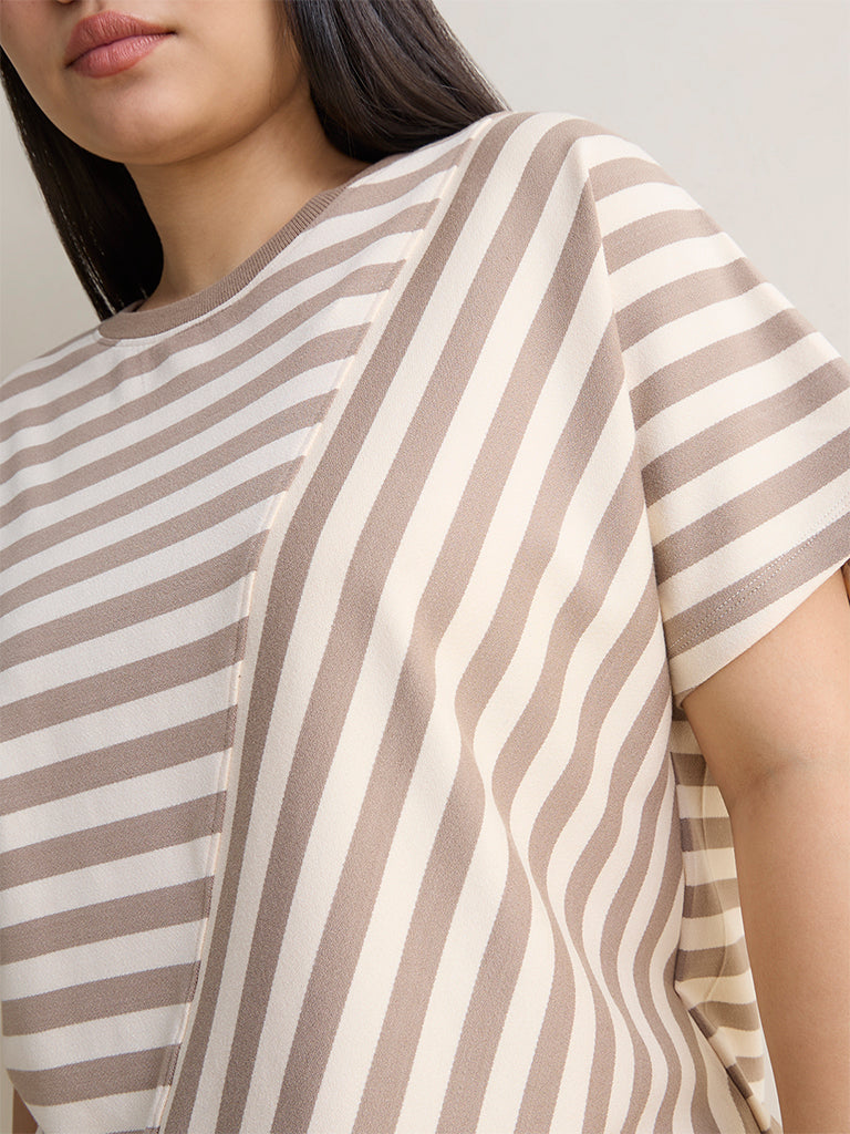 Gia Beige Striped T-Shirt