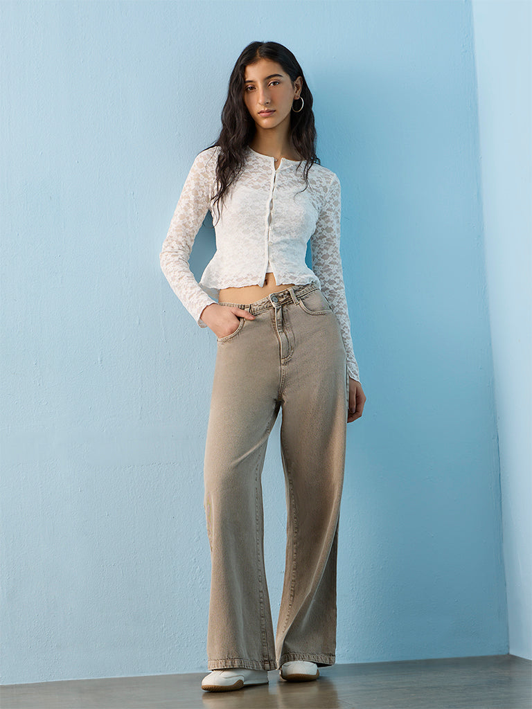 Nuon White Laced Top with Camisole