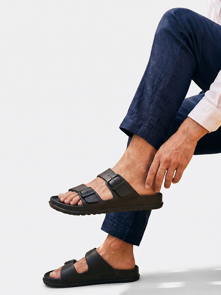 SOLEPLAY Black Double-Strap Sandals
