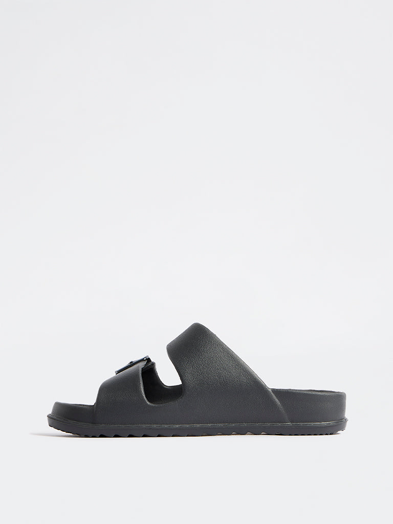 SOLEPLAY Black Buckle-Detailed Slides