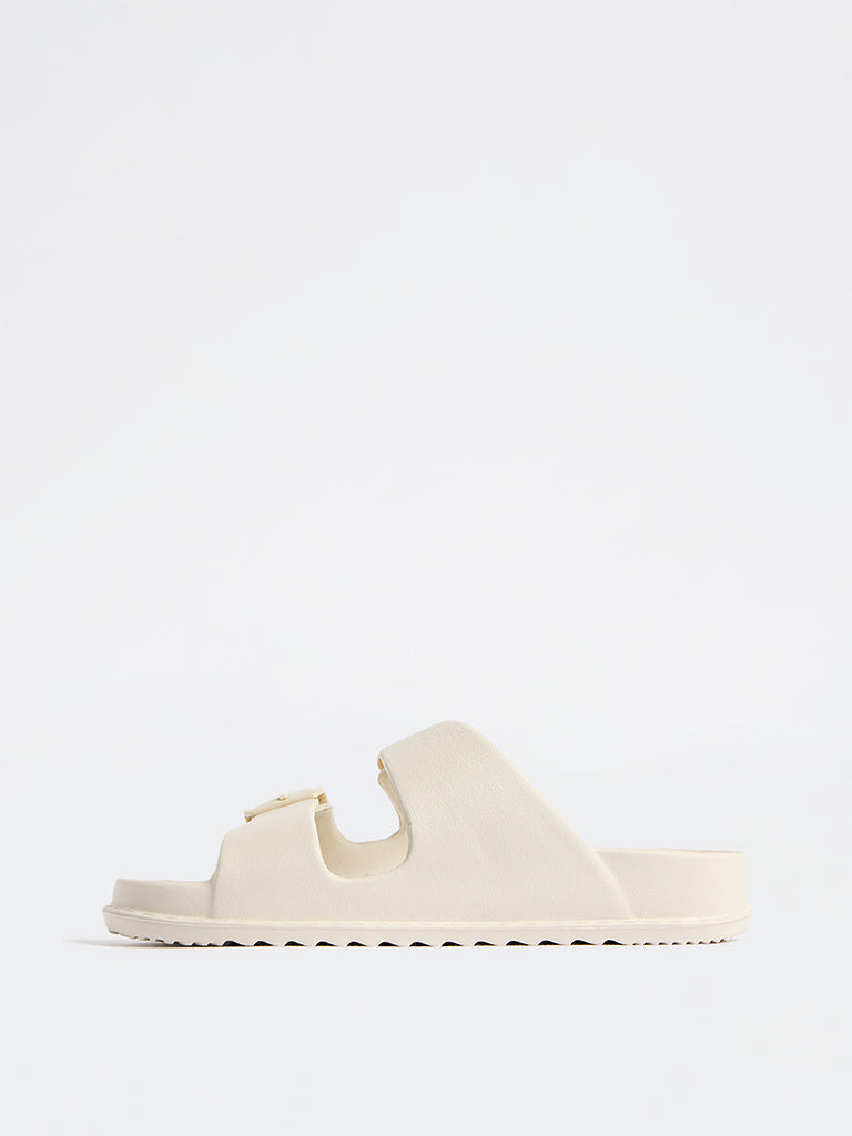 SOLEPLAY Ivory Buckle-Detailed Slides