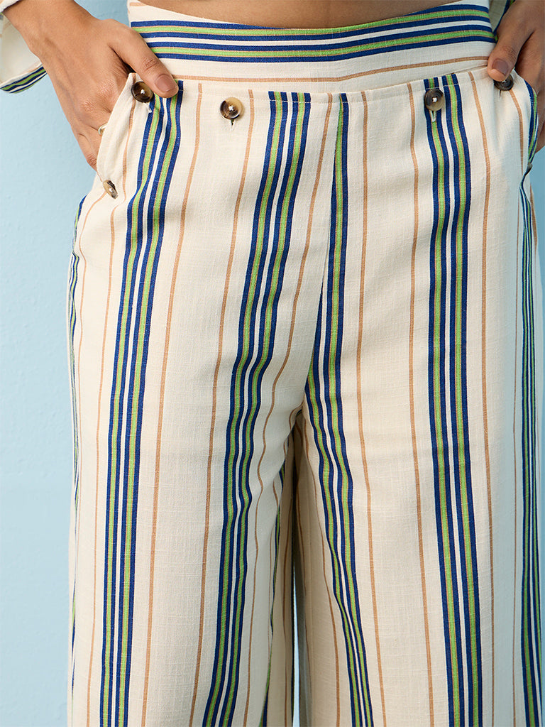 LOV Multicolour Striped High-Rise Trousers