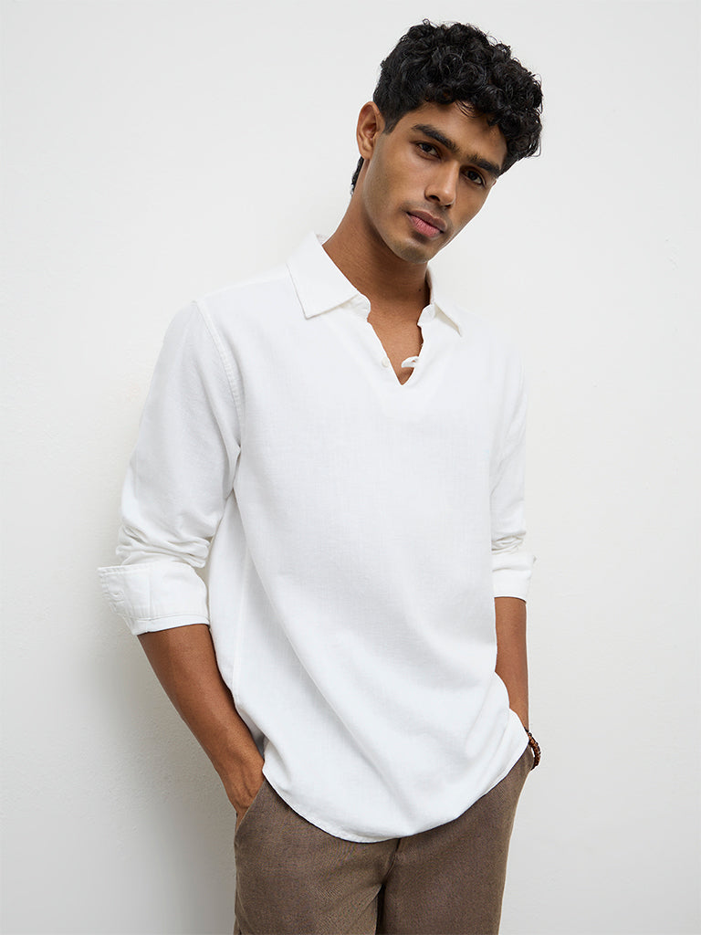 ETA White Relaxed-Fit Cotton-Blend Shirt