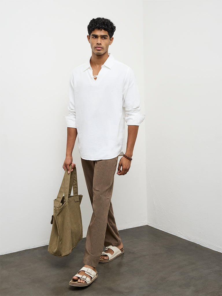 ETA White Relaxed-Fit Cotton-Blend Shirt