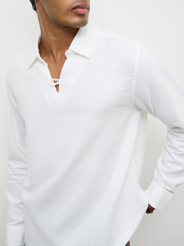 ETA White Relaxed-Fit Cotton-Blend Shirt