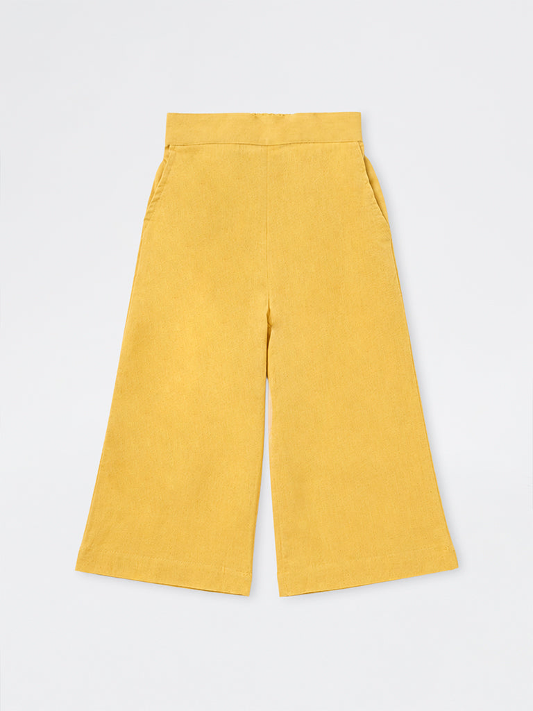 Utsa Kids Girls Yellow Cotton-Blend Ethnic Pants - (2-8 yrs)