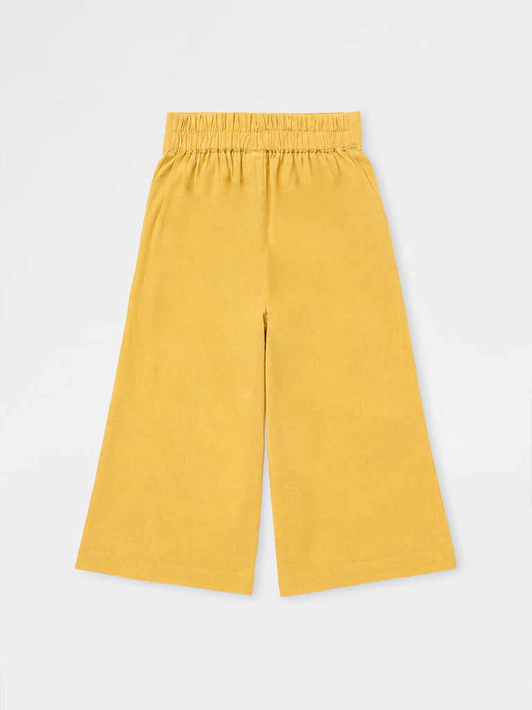Utsa Kids Girls Yellow Cotton-Blend Ethnic Pants - (2-8 yrs)
