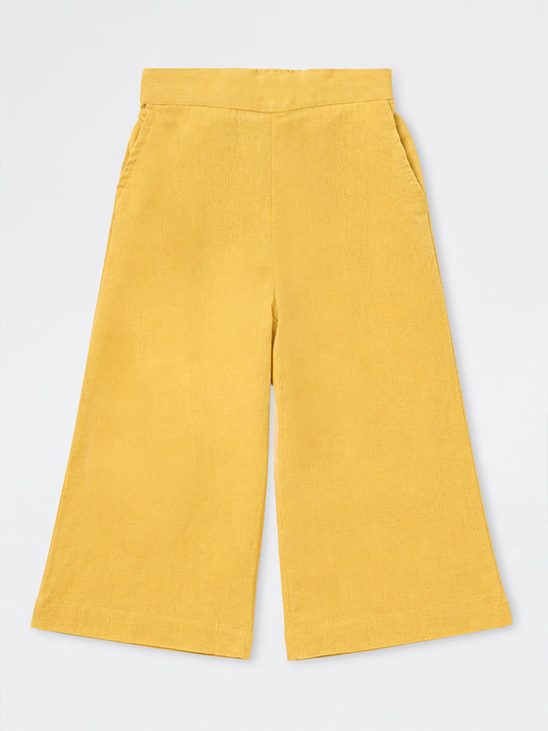 Utsa Kids Girls Yellow Cotton-Blend Ethnic Pants - (8-14 yrs)
